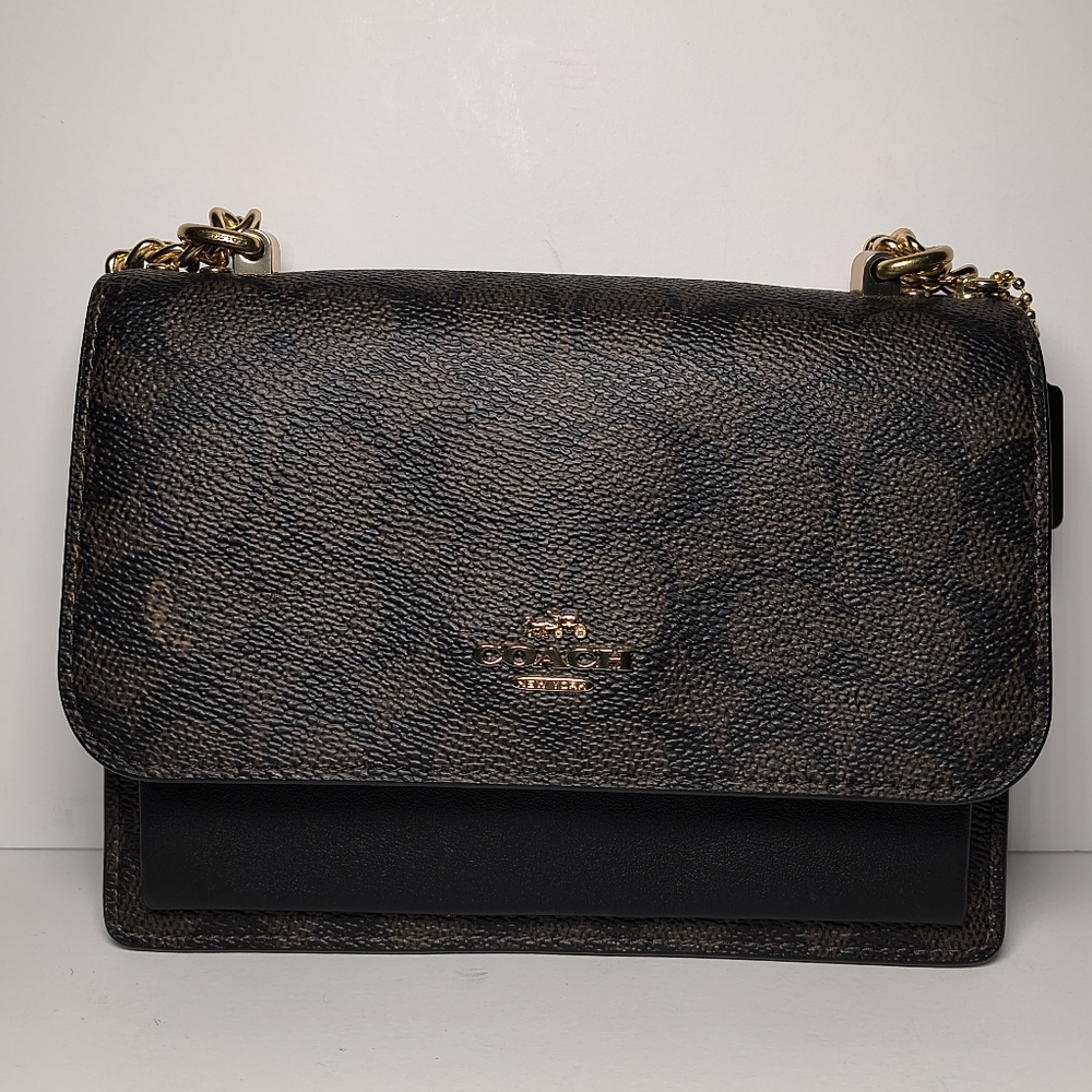 IMXAQ NWT Coach Black and Brown Women's Bag Brown Suede Inside W/ Dustbag